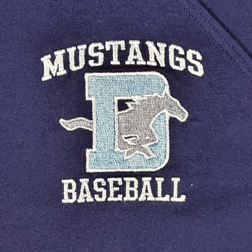 MUSTANGS BASEBALL 1/4-Zip Pullover Mens Small Navy Blue Lightweight